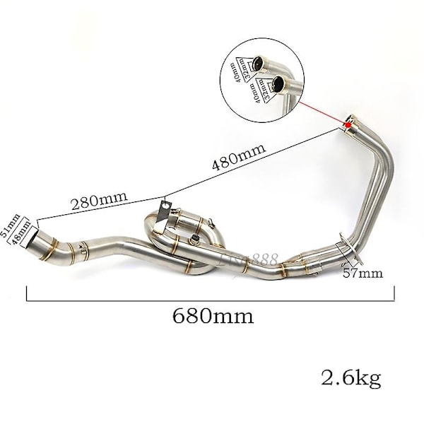 51mm Motorcykel Udstødning Mellemrør og Forreste Forbindelsesrør Komplet System Kompatibelt med Yamaha YZF R25 R3 MT03 MT-03 Slip On Rustfrit Stål-Perfet A