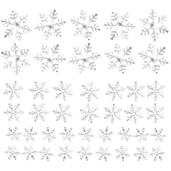 1000 kpl lumihiutalekonfettikoristeita joulutalveen White