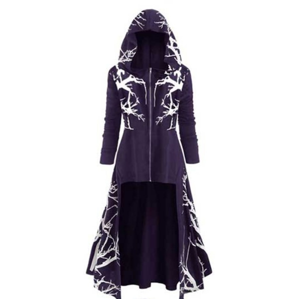 Halloween Cosplay Cape Hooded Coat Print Coat för vuxna - Perfet Deep purple 3xl