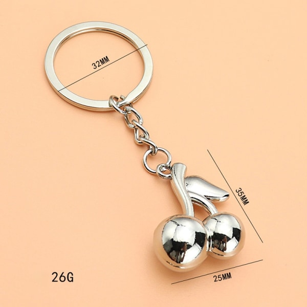 Mode Metal Cherry Fruits Nyckelring Par Charm Nyckelring Hane