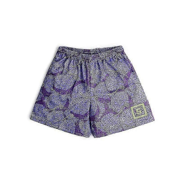 Japanske Anime Shorts Baki Haman Trykte Mænds Street Beach Shorts Casual Løse Mænds Elastisk Talje Sorte Shorts - Perfekt purple1 4XL