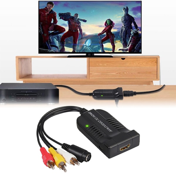 AV S-video till HDMI Converter Composite Video 1080p DC Power - Perfet
