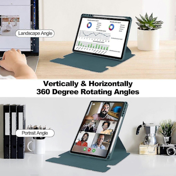 Kompatibel med Lenovo Tab M11 (Xiaoxin Pad 11 2024) Fodral PU+Akryl Tablet Ställ Skydd med Bluetooth Tangentbord-Perfet Dark green Style D Lenovo Tab M11 (Xiaoxi