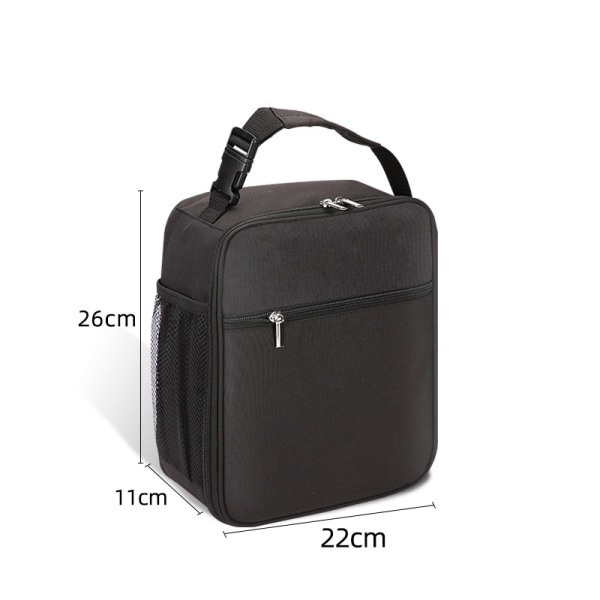 Bærbar isolasjon lunsjpose Thermal Lunch Box Tote Handbag - Perfet black