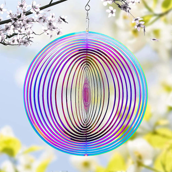 Tuulispinnerit piha- ja puutarhakoristeeksi, 3D-riippuvat tuulispinneriveistokset, kineettinen metallinen piha- ja puutarhataide ulkokoristeet - Täydellinen Colorful
