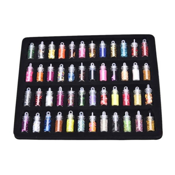 ny 48 farger glassflaske 3d nail art dekorasjon miniflasker - Perfet