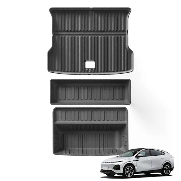 Kompatibel med Xpeng G6 Bilmattor Lastmatta Bagageutrymmesmatta TPE 3D Xiaopeng Fotmatta Vattentät Luktfri Brickset SVART-Perfet 3pcs sets back