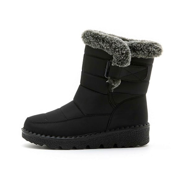 Damklassiska Snöskor Supervarma Pälsfodrade Vattentäta Vinterskor Utomhus Anti-Halk Damskor-Perfekt Black 41