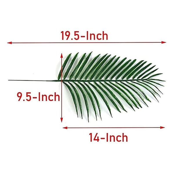20 stk kunstige palmeblader Faux falske palmeblader plante kunstige tropiske planter (grønn) - Perfet