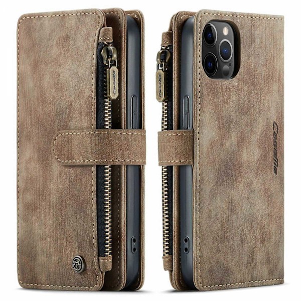 Kompatibel med iPhone 15 14 13 12 11 Pro Max XS XR 8 Lommebok Etui Flip Lærveske-Perfet brown iPhone 14Pro  6.1