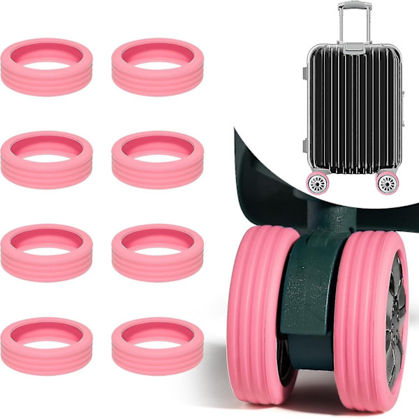 8 st. Resväskehjulsöverdrag, Resväska Skydd för Hjul, Silikon Resväska Spinner Hjulöverdrag, Minskar Buller - Perfekt Pink