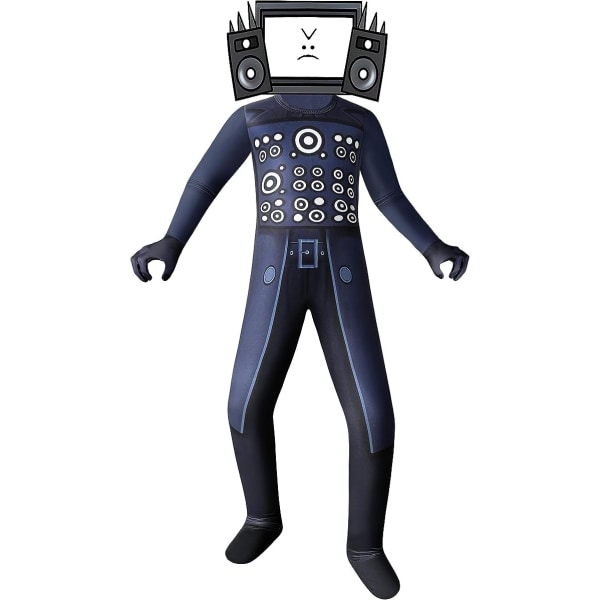 Skibidi Toilet TV Man Jumpsuit Cosplay Halloween kostume til børn Ultralydsmand - Perfet Ultrasound Man Kids 140
