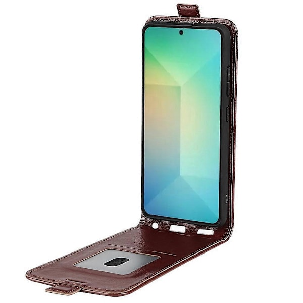 Kompatibel med R64 Textur Vertikal Flip Läder Telefonfodral-Perfet Brown For Samsung Galaxy S25 5G