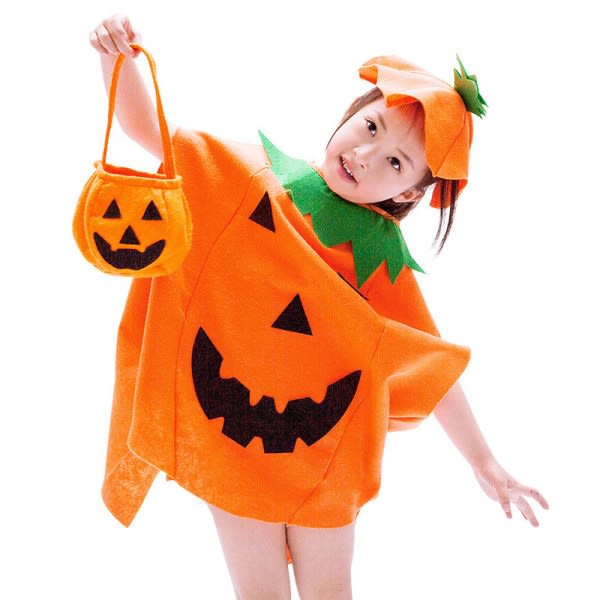 Barn och vuxna Halloween-pumpadräkt PumpkinSLIN Cosplay-kläder med hattpaket (barn + vuxna)