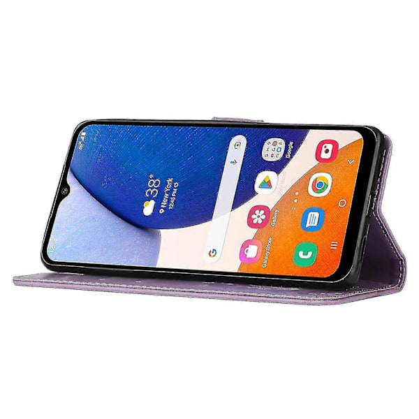 Kompatibel med Samsung Galaxy A55 5G Sommerfugl Lærveske Telefondeksel med Stativ Lommebok-Perfekt Light Purple