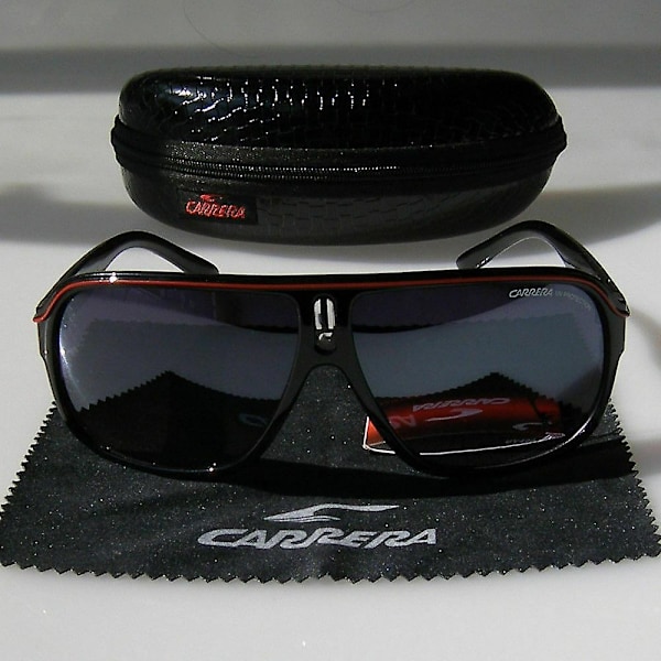 Carrera Ruthenium Pilot Gradient Lens Solbriller for Menn + Etui - Perfekt Red Black