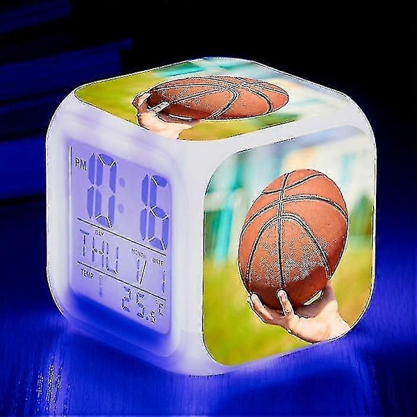 Basketbollväckarklocka 7 Färgförändring Multifunktionell Noctilucence Elektronisk Klocka Barn Väckarklocka för Tw-Perfet Auburn