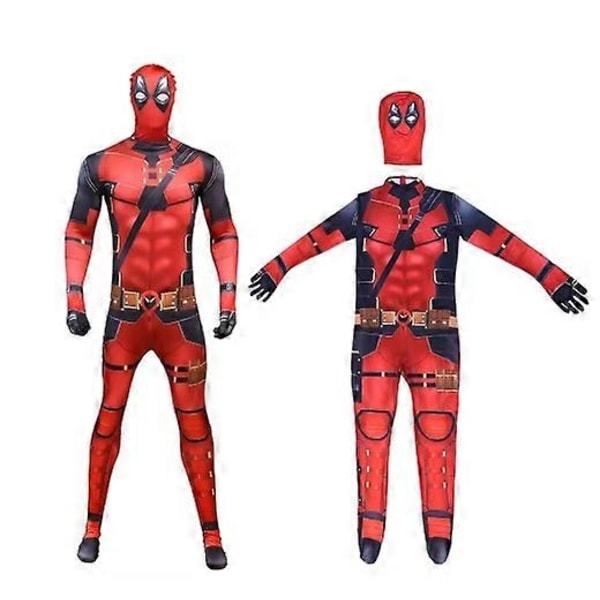 Superhelt Deadpool Kostume til Voksne og Børn - Halloween Rollespil Bodysuit Strømpebukser med Tilbehør - Perfekt 100 cm