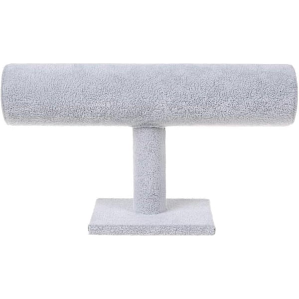 Svævende T-Bar Armbånd Halskæde Ørering Armring Vedhæng Ankelkæde Tårn Ur Nøgle Smykke Display Stand til Hjemmeorganisering (Sort Velour)-Perfet Gray