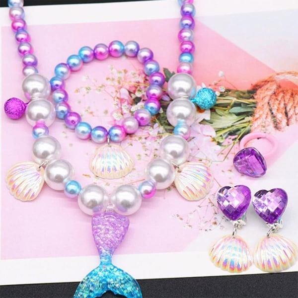 10 st sjöjungfru halsband armband set flickor barn sjöjungfru smycken - Perfet