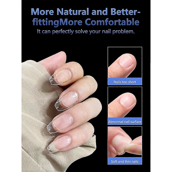 Korta Mandelformade Naglar, 504st Mjuka Gelnaglar, Transparenta Naglar för Akrylnaglar Professionella, Fulltäckande Mandelformade Naglar för Nagelförlängning, Falska Round Oval Nails Tips