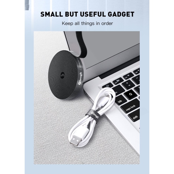Elough borrelås-kabelorganisering USB-kabelopprullerstyring Nylon Free Cut Tie Mus Hodetelefonledning Kabelbeskytter - Perfet
