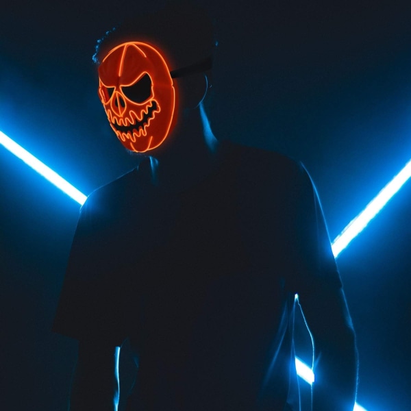 Halloween maske, LED maske med 3 blits moduser gresskar maske - Perfet