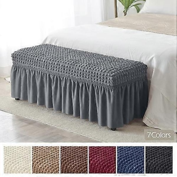 Jacquard-kangas, joustava pitkä penkinpäällinen, pianotuolin päällinen, istuinsuoja - Täydellinen Beige