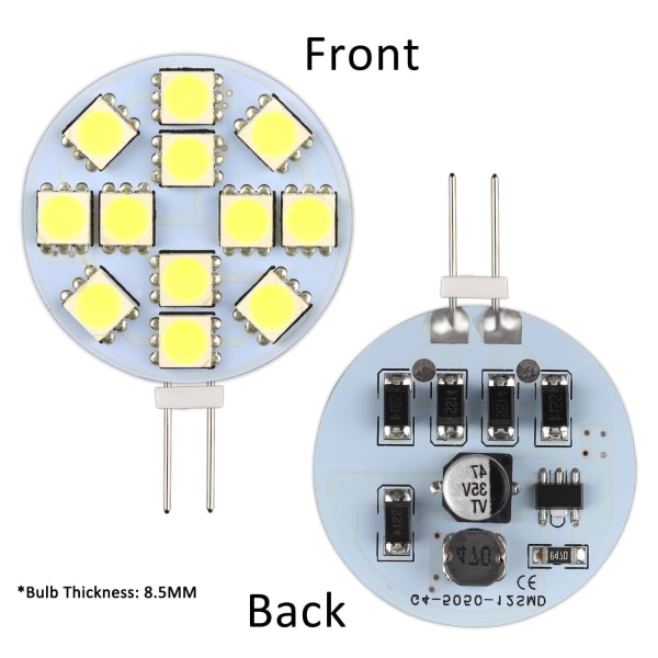 G4 LED-lampa 2W, AC/DC12-24V, 200LM Varmvit 3000K, 12x 5050SMD, 20w Halogenlampa ekvivalent, Ej dimbar, G4 Rund LED-lampa Paket med 6- Perfet