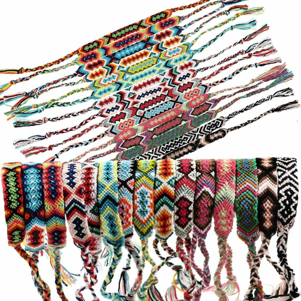 15 delar Nepal Style Vänskapsarmband Handgjorda vävda armband Färgglada flätade omslagsarmband för kvinnor Flickor Barn - Perfet null none