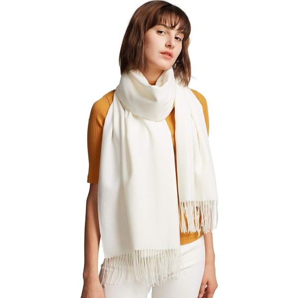 kvinnors stora mjuka kashmirkänsla Pashmina-sjalar Wrap Bright Scarf Ivory - Perfet