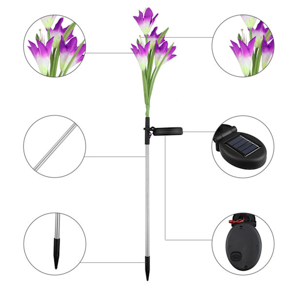 LED utomhus trädgård Lily Flowers Soldrivna lampor i flera färger-perfet white