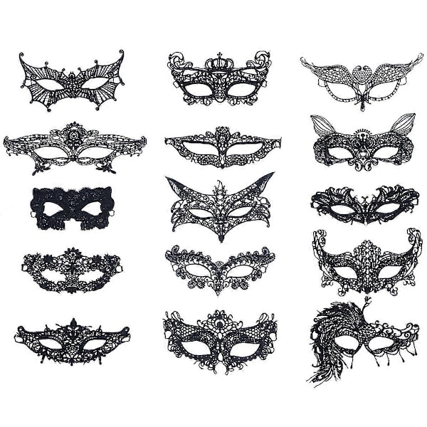 15 stk Halloweenmasker Masker Ball Partymasker Maskerade Rollespil Blondermasker - Perfekt