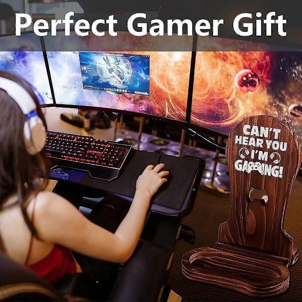 Gamerpresenter för tonårspojke, Gamer Rumsdekor för man, Bästa presenter för son, pojkvän, make, speltillbehör, Gaming Headset i trä - Perfekt