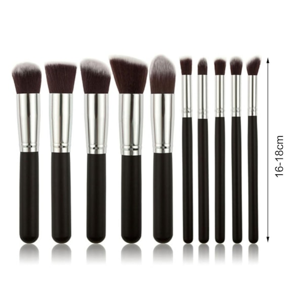 10 stk. Makeup Brush Set - Lintfri, Tætte Børstehår, Blød Pudder, Foundation, Contour, Blush, Concealer - Perfekt Gold & White