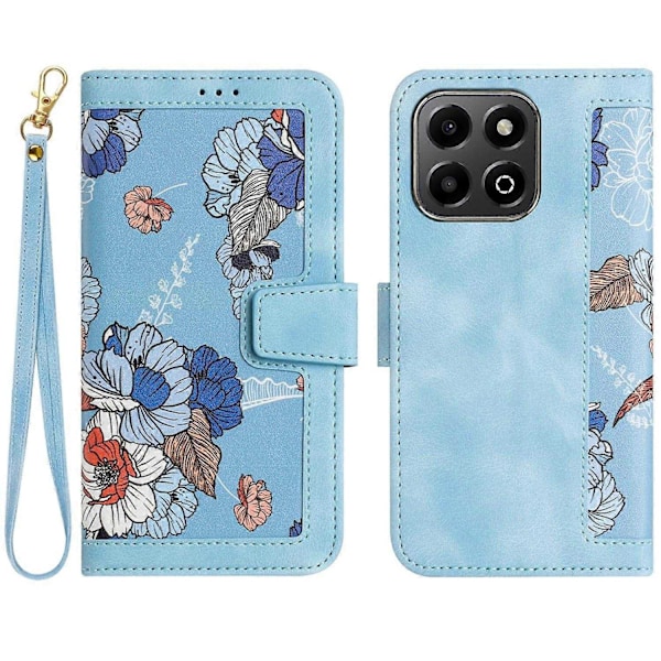 Blomstermønstret Læder Telefon Cover med Lanyard-Perfet For Honor 200 Smart