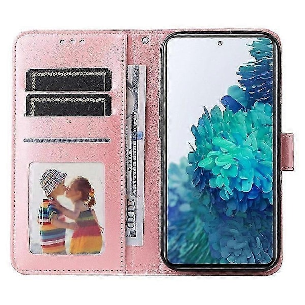 Kompatibel med Galaxy S20 FE / S20 FE 5G / S20 Lite Solros PU Läder Magnetiskt Plånboksfodral med Ställ - Perfekt Pink