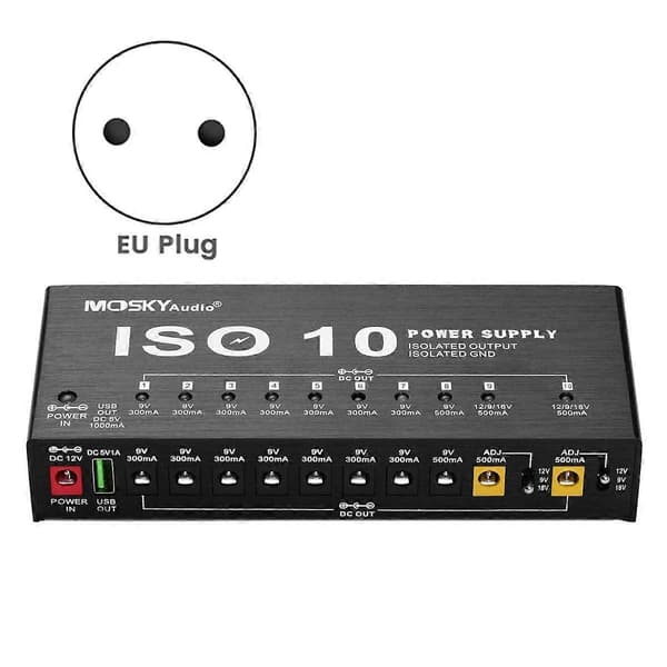 -10 Gitarr Effekt Pedal Strömförsörjning 10 Isolerade DC Utgångar/ 5V USB Utgång, Skydd Gitarr Tillbehör-Perfekt