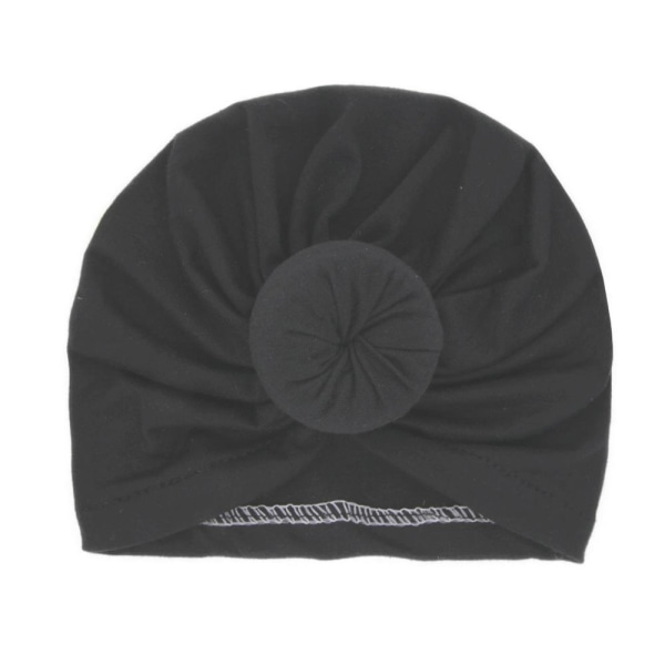 Söt turban med munk flera färger stretchmaterial 0-2 år baby - Perfet black one size