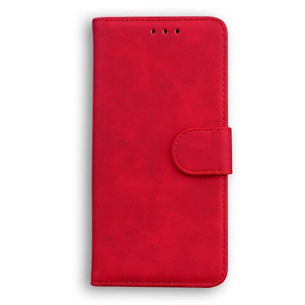 Kompatibel med Huawei P20 Skin Feel Pure Color Flip Læder Telefon Cover - Perfekt Red