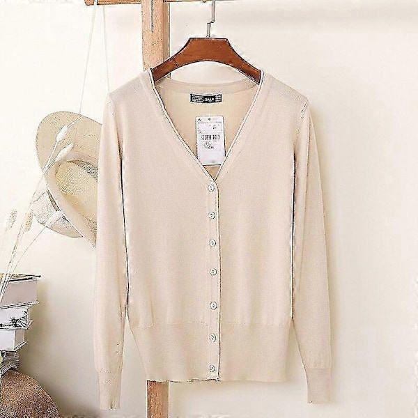 Afslappet Cardigan Sweater til Kvinder Efterår Vinter Kvinder Ensfarvet V-hals Langærmet Plus Størrelse Strikket Sweater Frakke Hæklet-Perfet Color A002 Red L