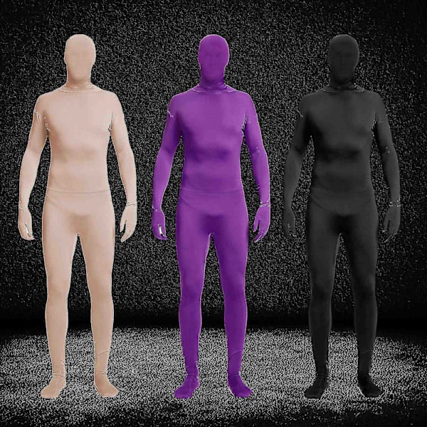 Helkroppsdräkt Unisex Vuxen Kostym Huva Spandex Stretch Unitard Body Suit-Perfet Black 140CM