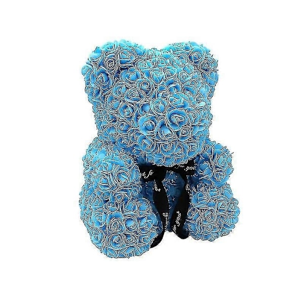 25/40cm Ruusu Karhu Sydämen Muotoisilla Tekokukilla Ruusu Teddy Karhu Naisille Ystävänpäivä Hääpäivä Syntymäpäivä Joululahja Koriste - Täydellinen Blue 40CM