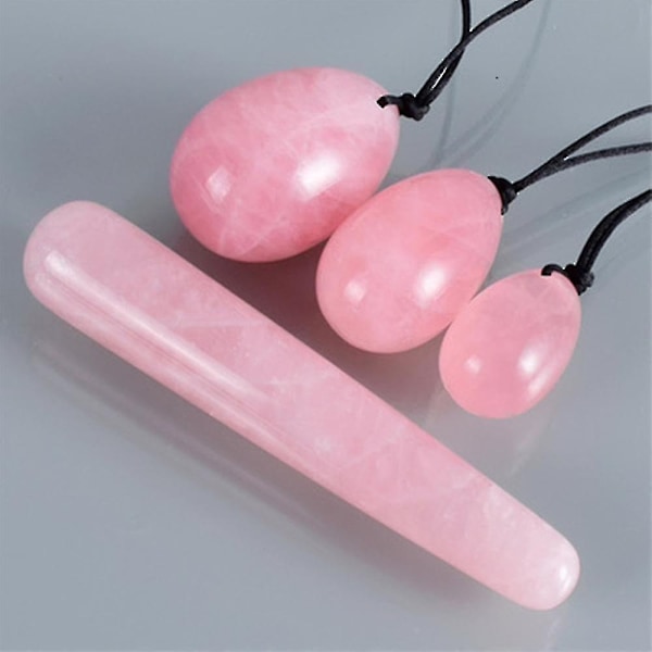 4 Naturlige Jade Steinegg Yoni Egg Med Hull - Perfekt Pink