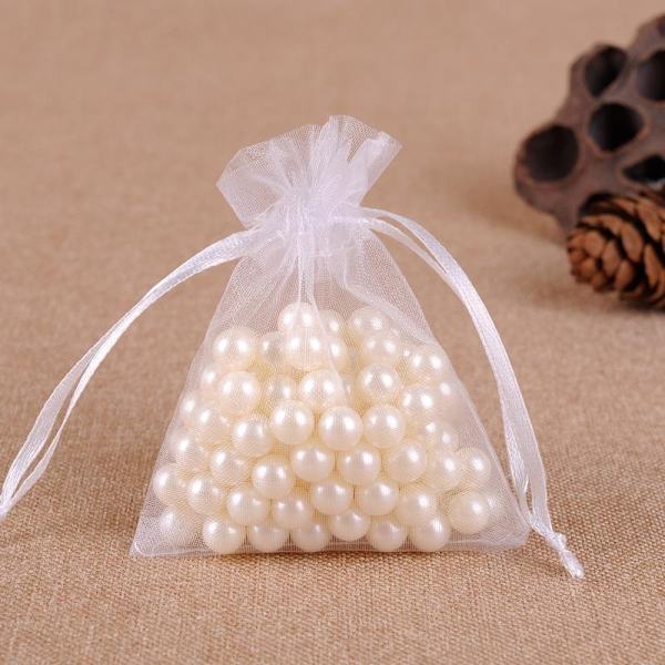 100 Organza pussia, 9 x 7 cm - Käsin ommeltu - Perfet white