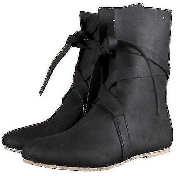 Menn's Middelalder Renaissance Sko Pirat Båndsko-Perfet Black 47