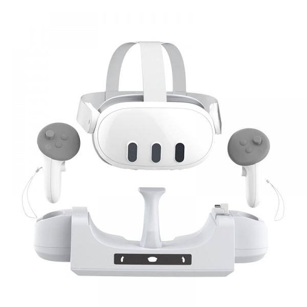 Kompatibel ladestation til Meta Quest 3 VR, Headset Display Holder og Controller Mount Station, Ladestation Stand Base- Perfet