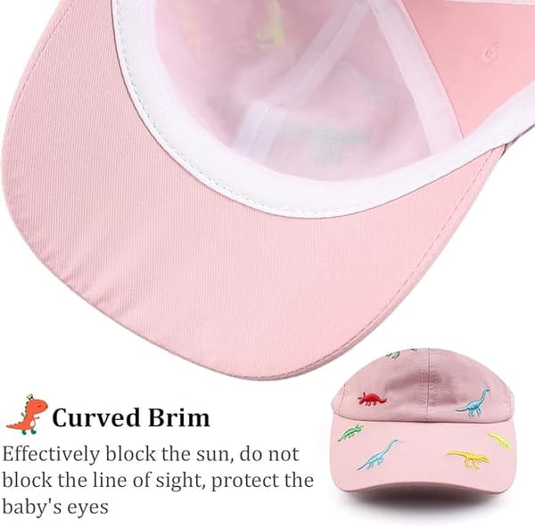 Baseballcaps for jenter med brodert dinosaurmønster, egnet for vår og sommer; baseballcaps for gutter, egnet for barn
