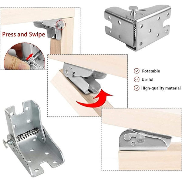 4-pak 90 graders selv-låsende foldbart hengsel foldbart benstøttebrakett bordforlengelsesbrakett bordben foldbart brakett- Perfet