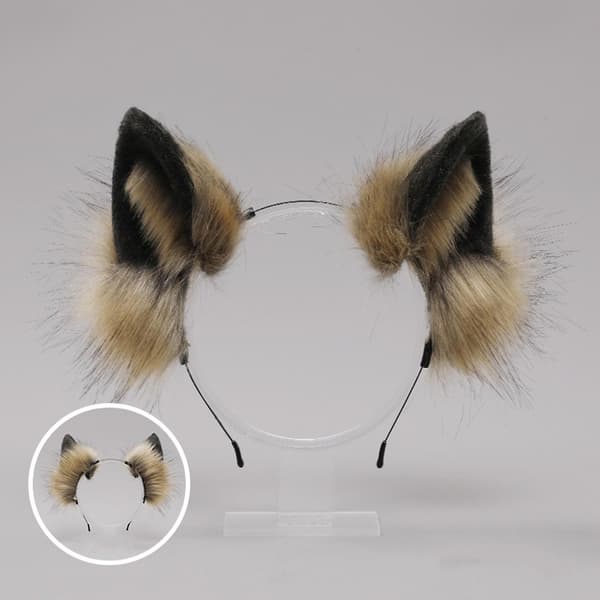 Furry Ulveører Hodebånd Cosplay Rekvisitter Hodeplagg Unisex Halloween Party Maskerade Hodebånd-Perfekt Brown